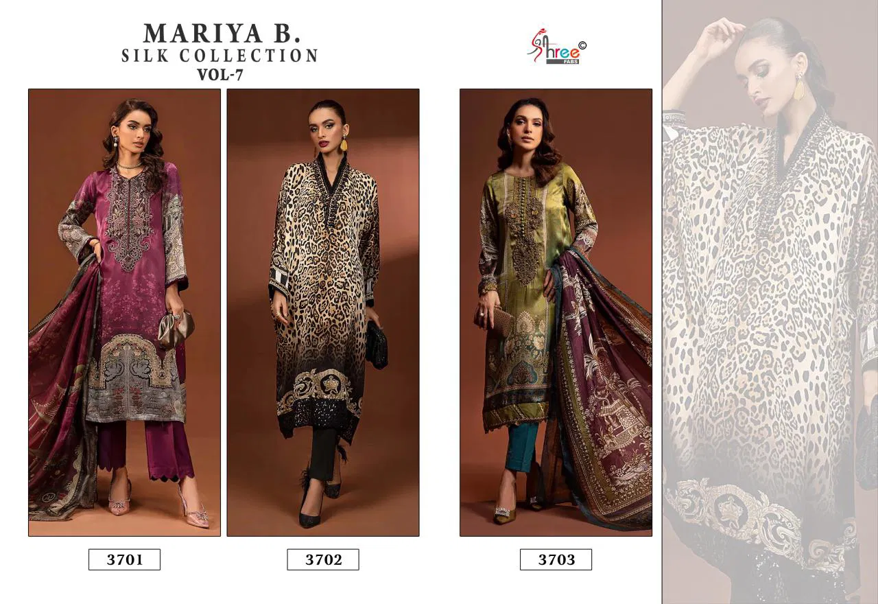 Maria B Silk Collection Vol 7 Japan Satin Printed Pakistani Suits Wholesale Shop In Surat